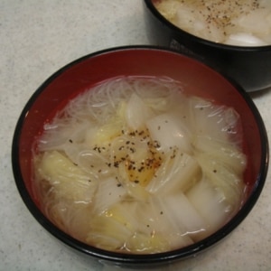 超ヘルシー！大根と白菜の春雨スープ